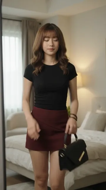 Gemini Omni Flash — Vertical UGC virtual try-on video, short and punchy, at-home bedroom vibe. Rin is the same young