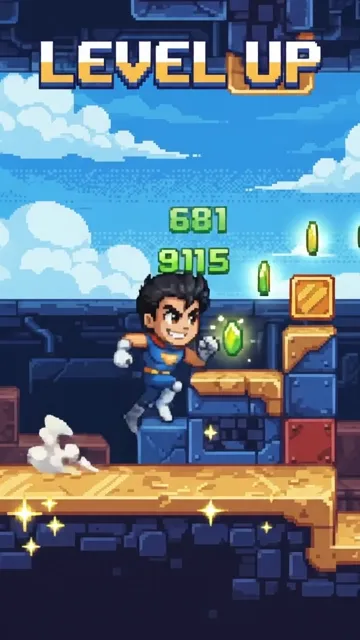Gemini Omni Flash — Exactly one protagonist: one classic 8-bit platform hero with a compact athletic build, youthful